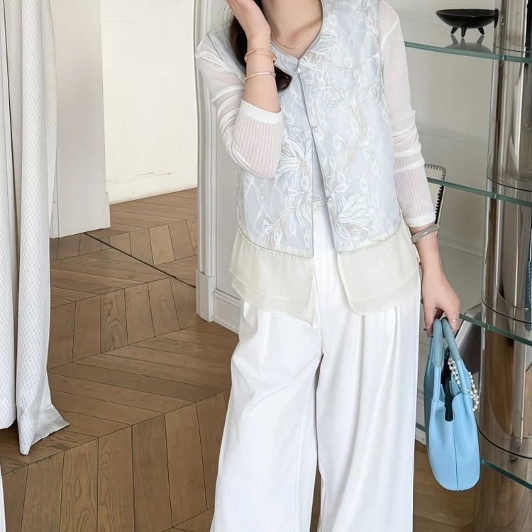 新中式国风女装马甲夏季新款轻薄透气高品质重工刺绣高贵优雅女装