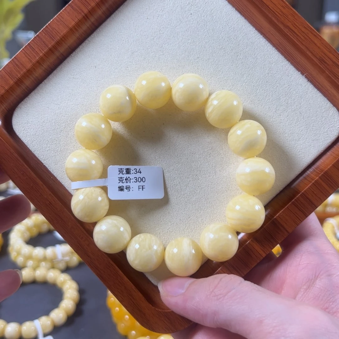 裸石蜜蜡未镶嵌16mm焦皮白蜜浓蜡虎皮纹圆珠ff