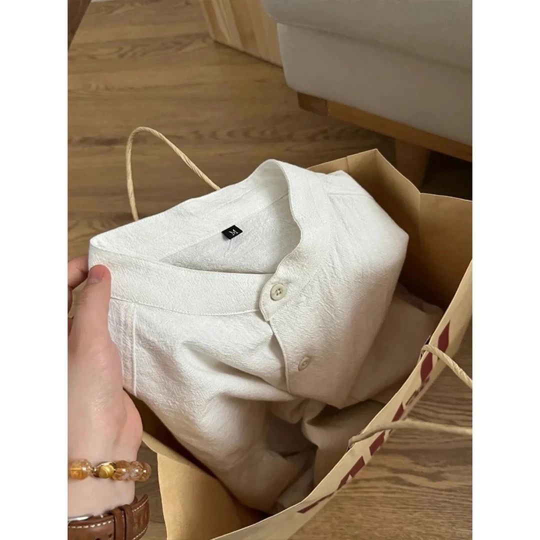 新中式棉麻纹纯棉短袖衬衫男款夏季薄款冰丝凉感衬衣工装外套