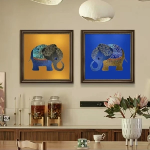 [喜宅家艺]Q28欧框小象装饰画美式餐厅客厅玄关楼梯尽头挂画壁画