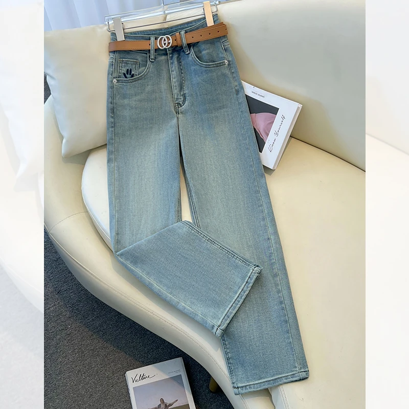 烟管牛仔裤女2025春秋新款小个子九分爆款复古显瘦窄版直筒裤时尚