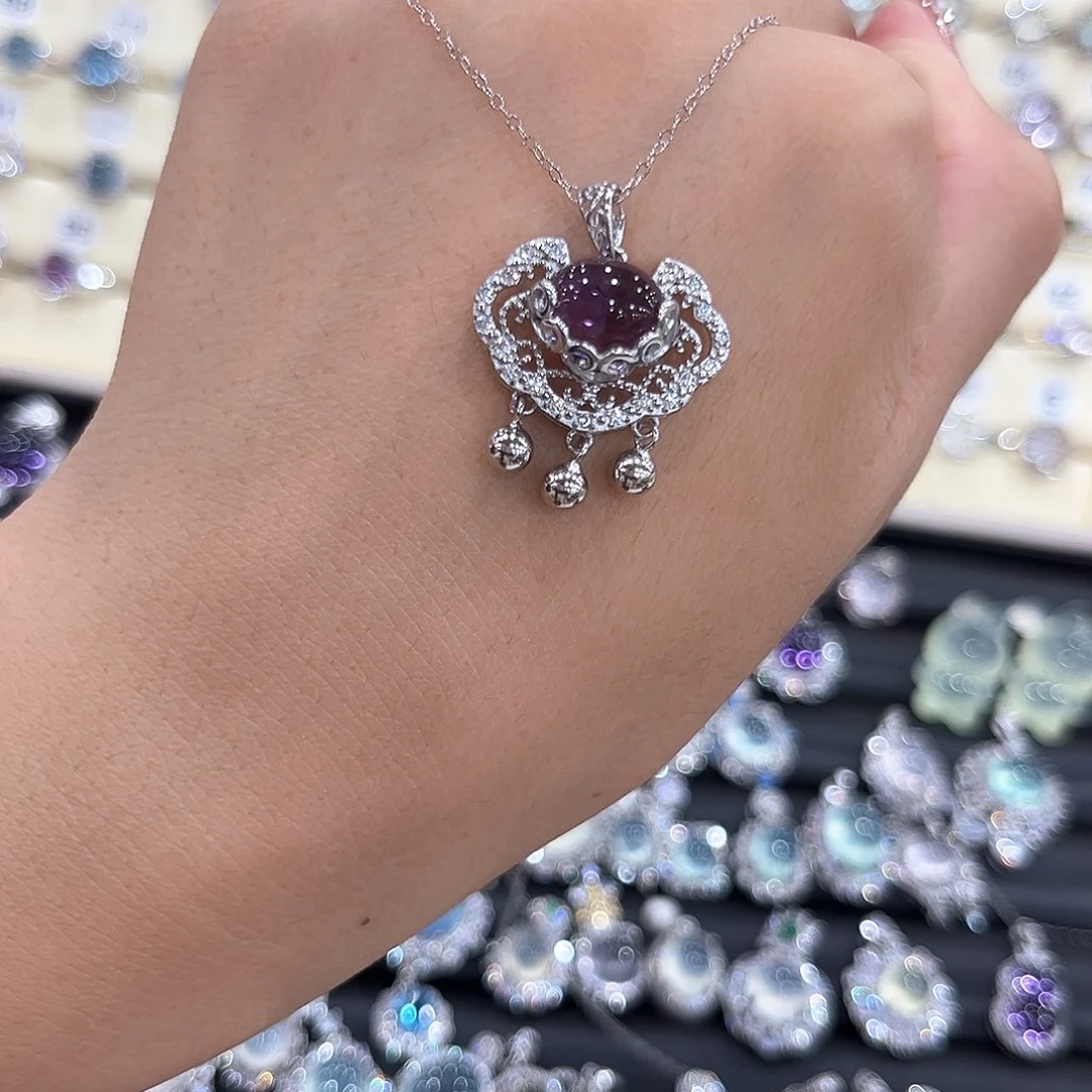 杠***精银S925镶嵌颈饰紫晶