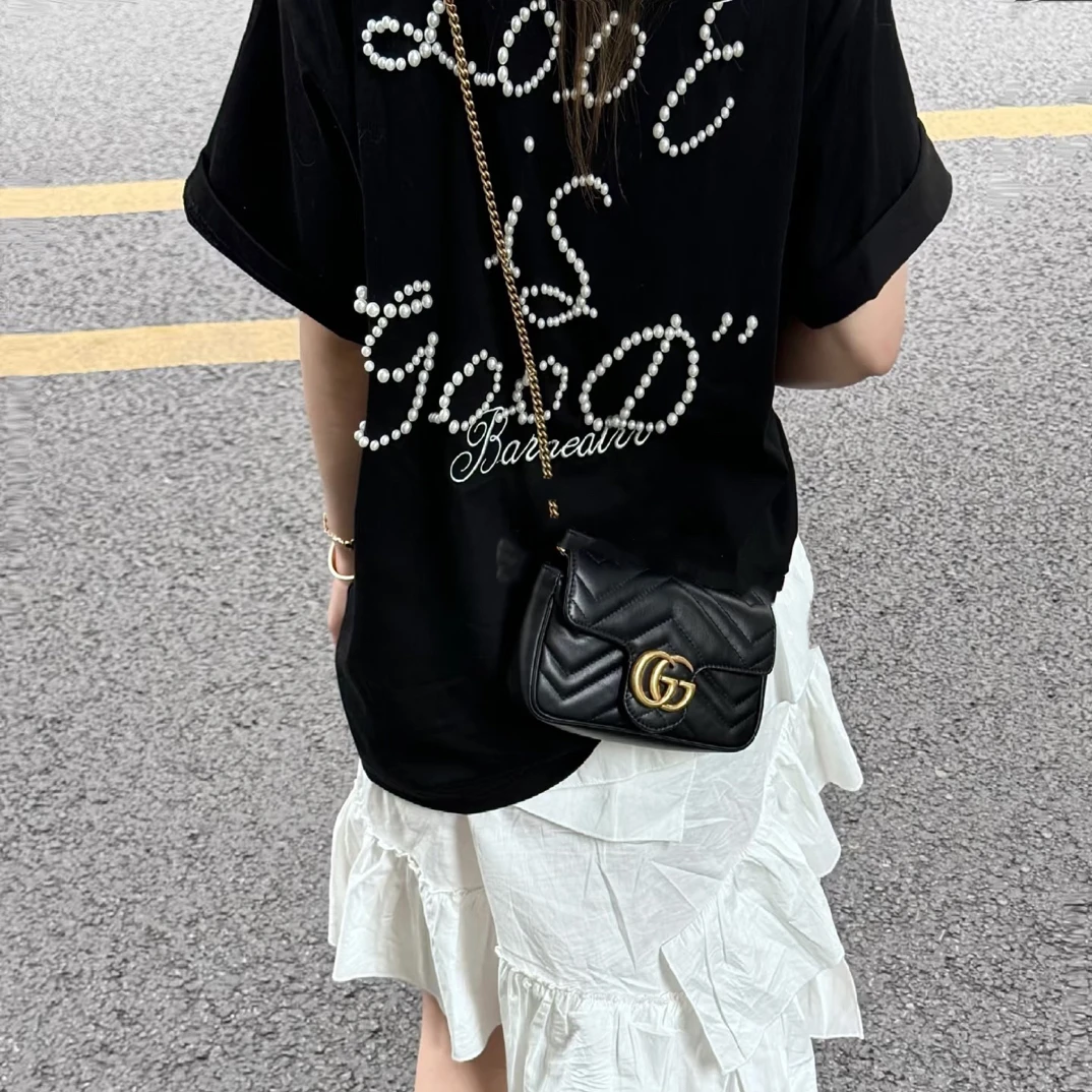 95新 GUCCI/古驰 御古屋/73688/黑金mini马蒙