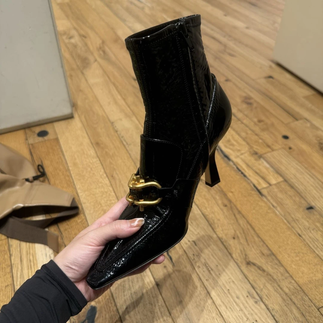 未使用 BOTTEGA VENETA/葆蝶家 女巫黑色高跟踝靴