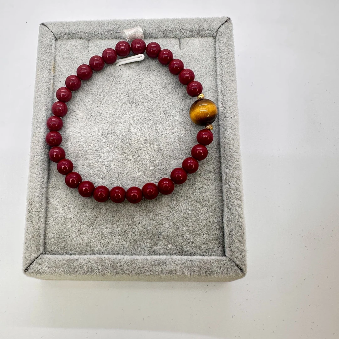 含辰砂工艺品紫砂6mm虎眼室单圈手串zs1036