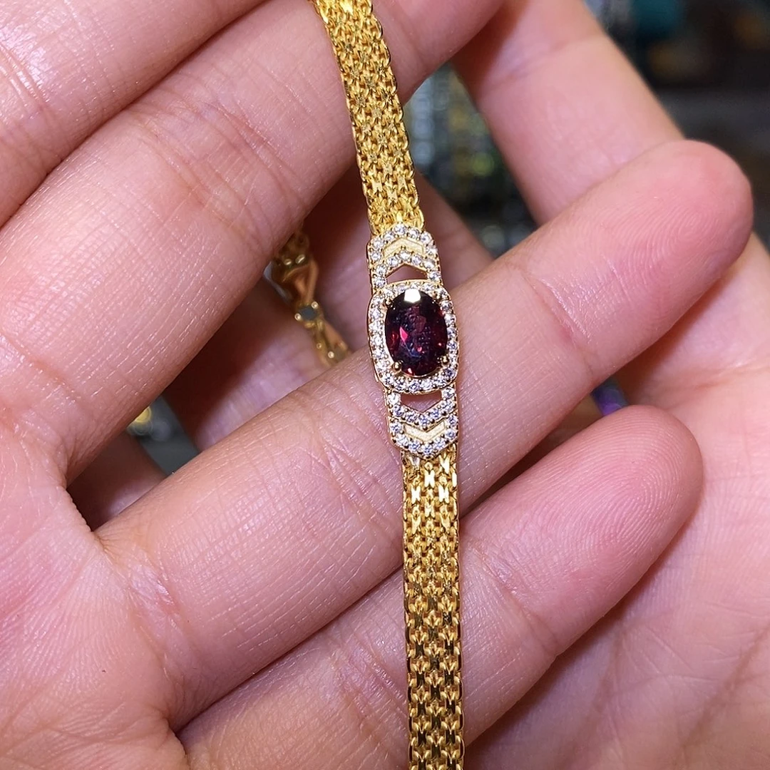 手链银S925镶嵌石榴石