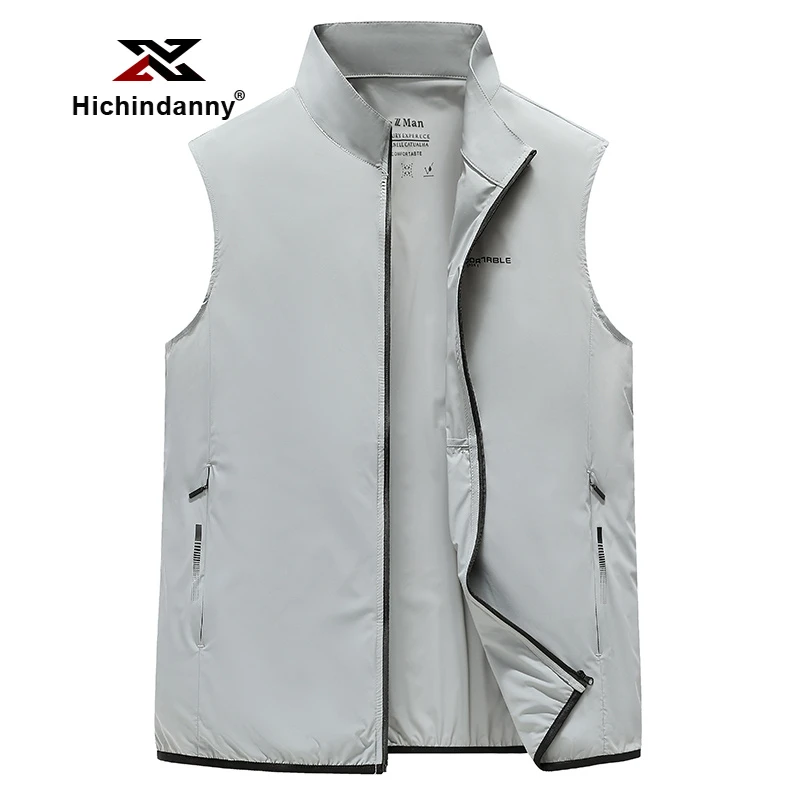 HICHIN男士轻奢休闲马甲春秋季新款坎肩冰丝背心立领运动马夹外套