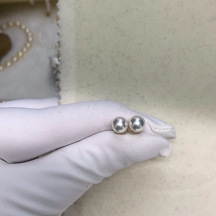 海水珍珠耳钉6.5-718K金镶嵌