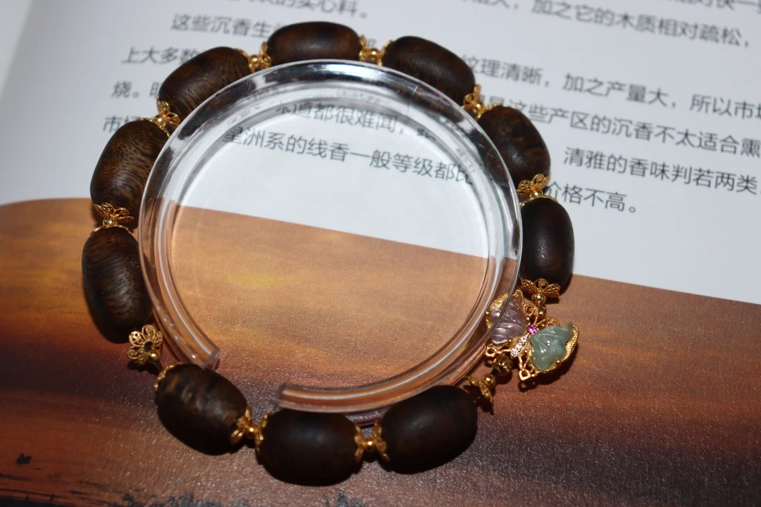 【蝶语】棋楠沉香枣珠沉香搭配碧玺