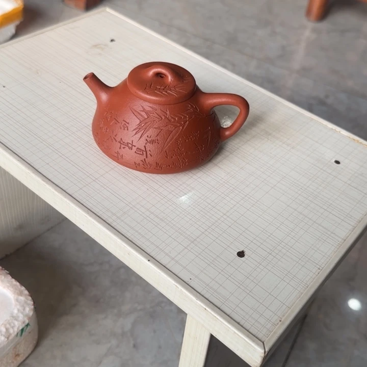 紫砂茶壶࿇*࿇朱泥子冶刻