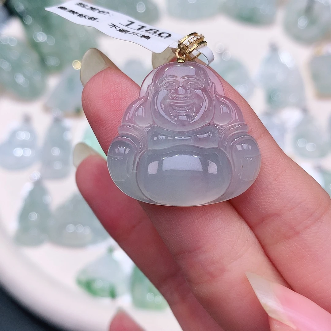 颈饰18K金镶嵌翡翠26-27-5.8一刀切