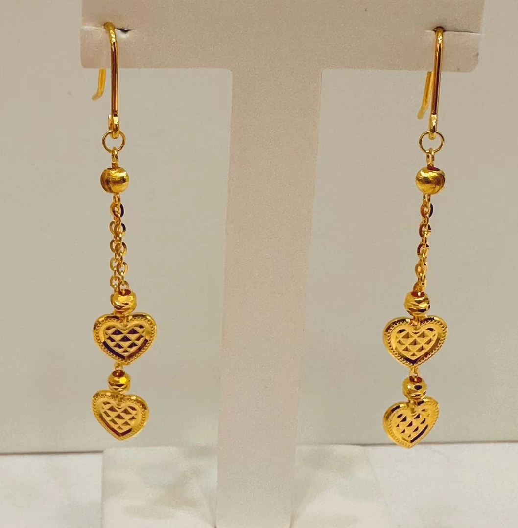足金999爱心流苏耳钩78