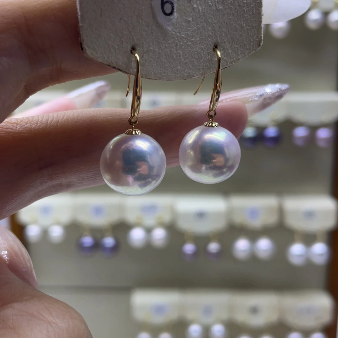 淡水珍珠耳饰18K金镶嵌