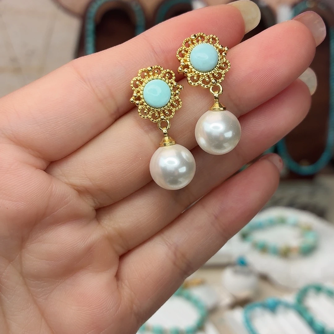 合金绿松石耳饰耳环