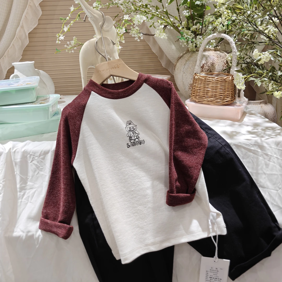 6B24。93029秋冬款打底280克T恤童装拉布