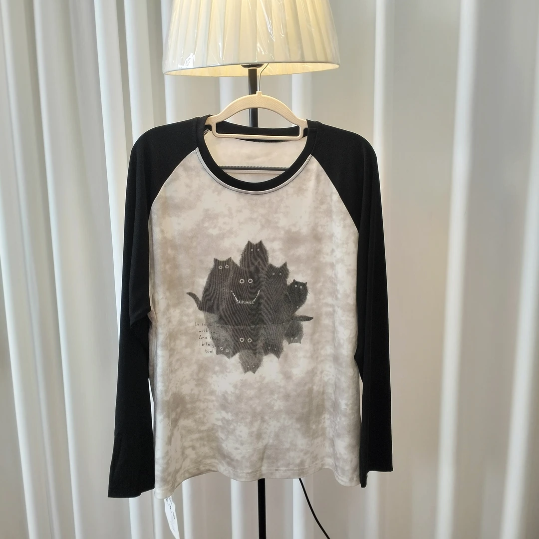 春季新款大码拼接袖打底长袖