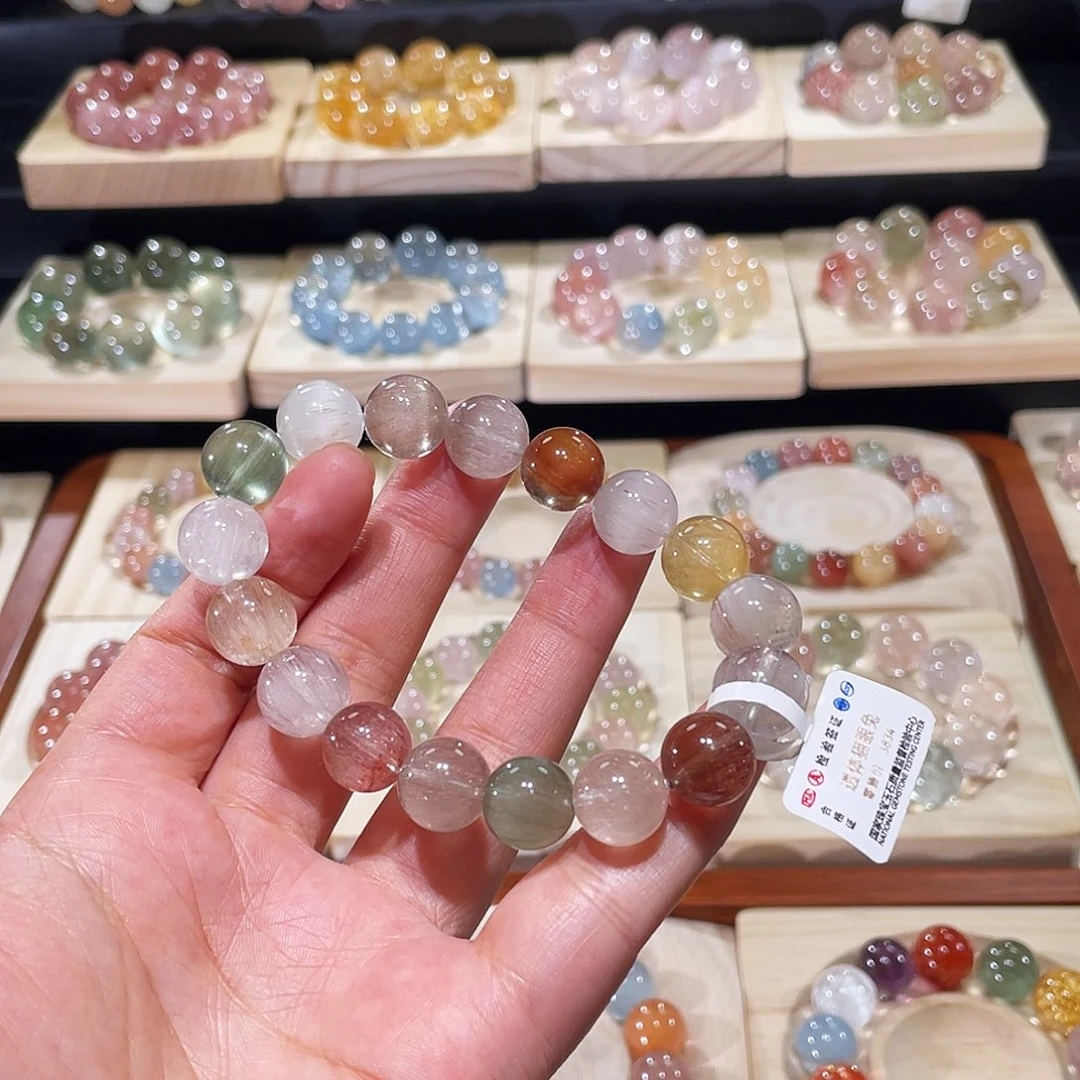 手链水晶未镶嵌兔毛手链，晶体通透