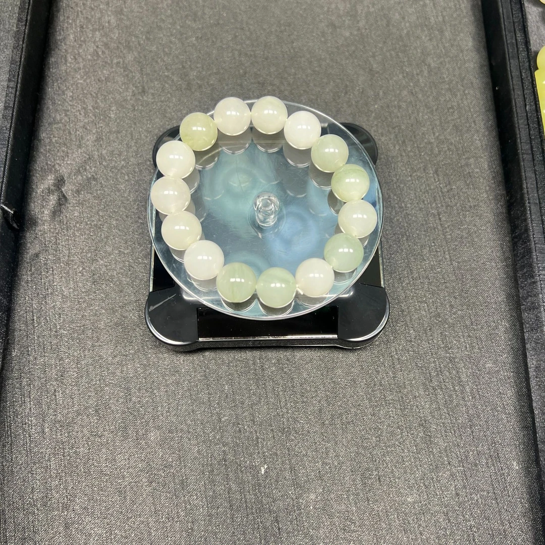 品质严选14mm青色圆型飘花珠子手串