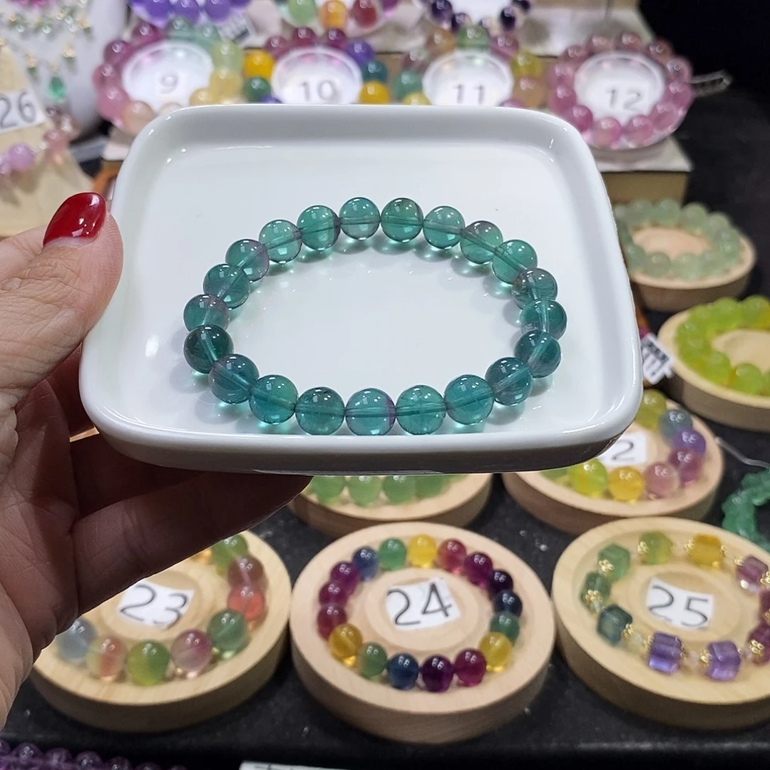 萤石手链未镶嵌孔雀绿9加