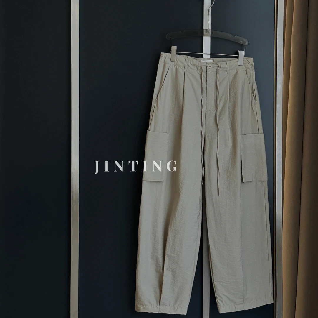 2025夏季新款时尚百搭宽松显瘦运动工装薄棉布长裤-J25203315
