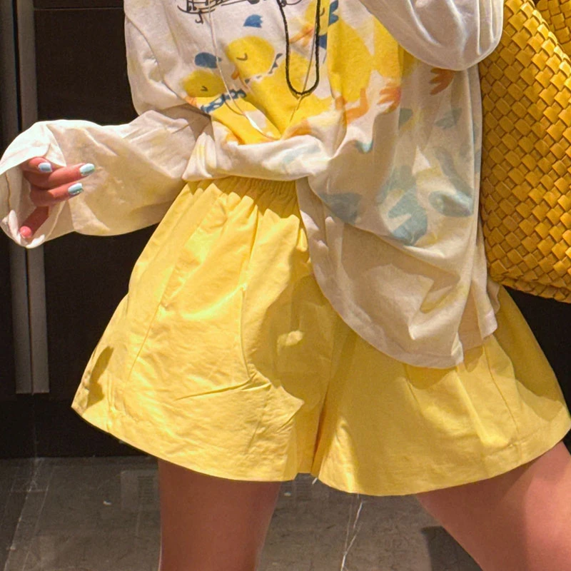 短裤女松紧腰2025夏季新款百搭高腰显瘦宽松休闲a字阔腿裤子外穿