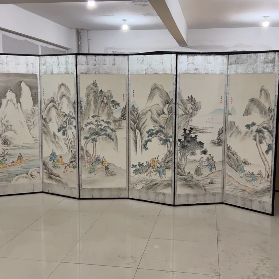 绘画屏风框画茶空间设计