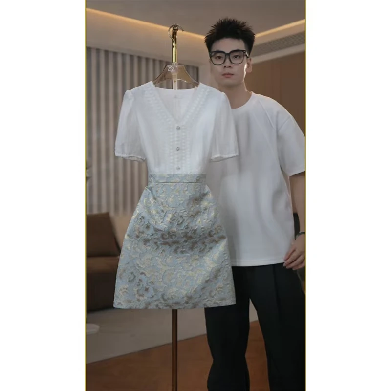 【蒂妮佳】9524夏季新款气质收腰短袖显瘦连衣裙