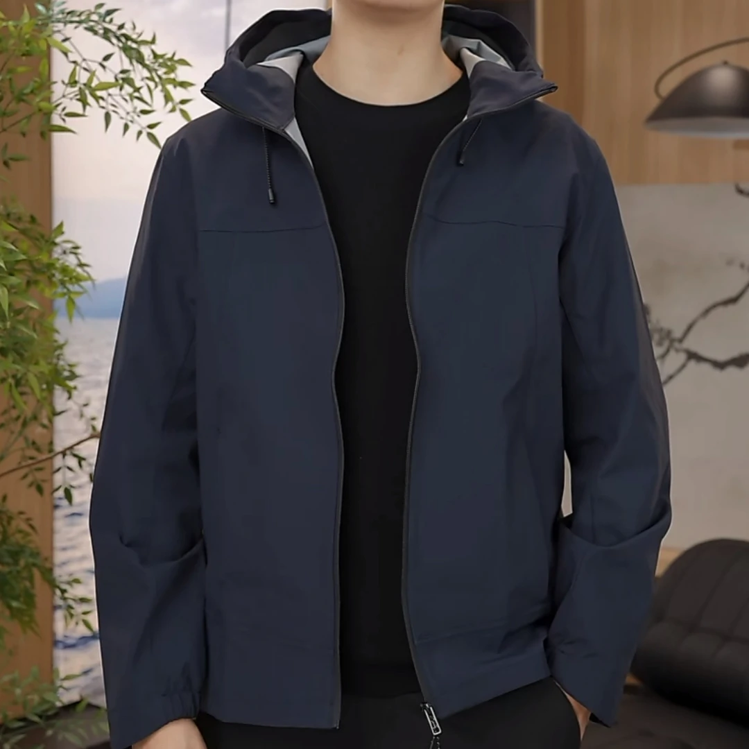 秋季软壳夹克防风男装简约连帽夹克001