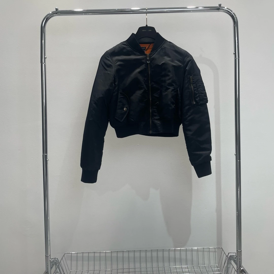 99新 Balenciaga/巴黎世家 黑色短款ma1夹克 yy00352 尺码48