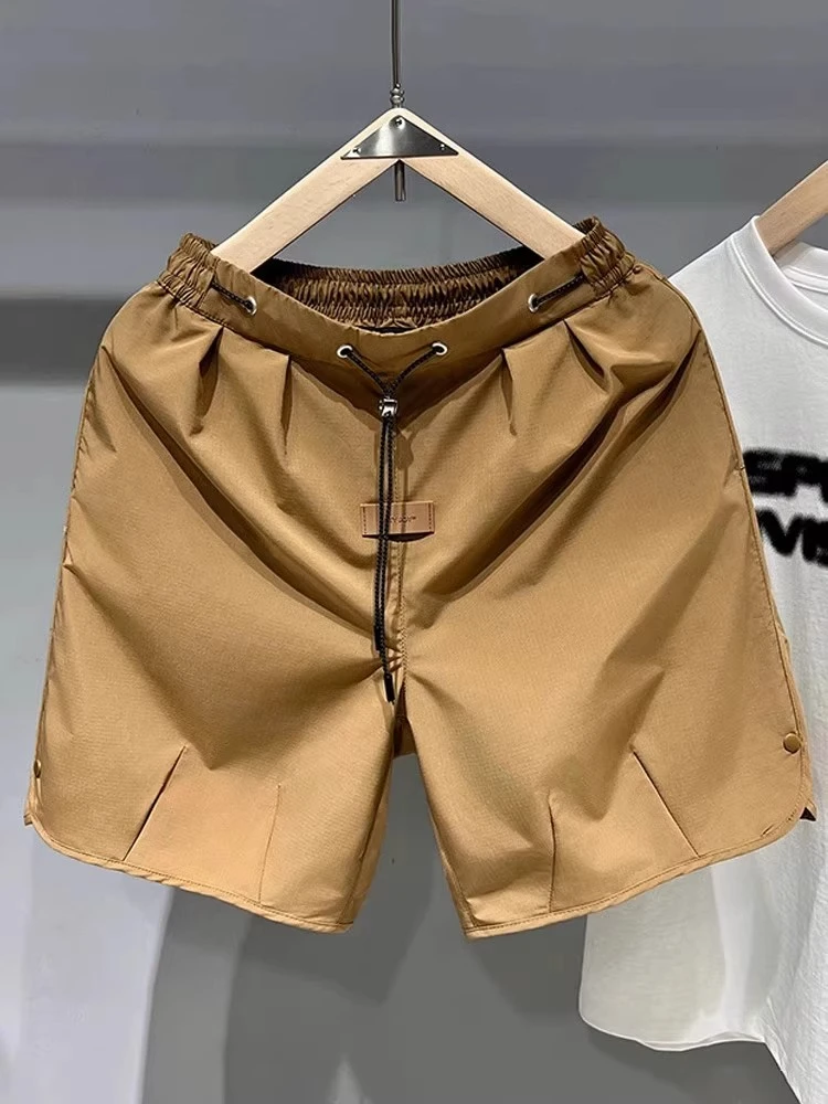 2025夏季纯色五分裤男女情侣简约美式复古潮流休闲宽松运动裤潮牌