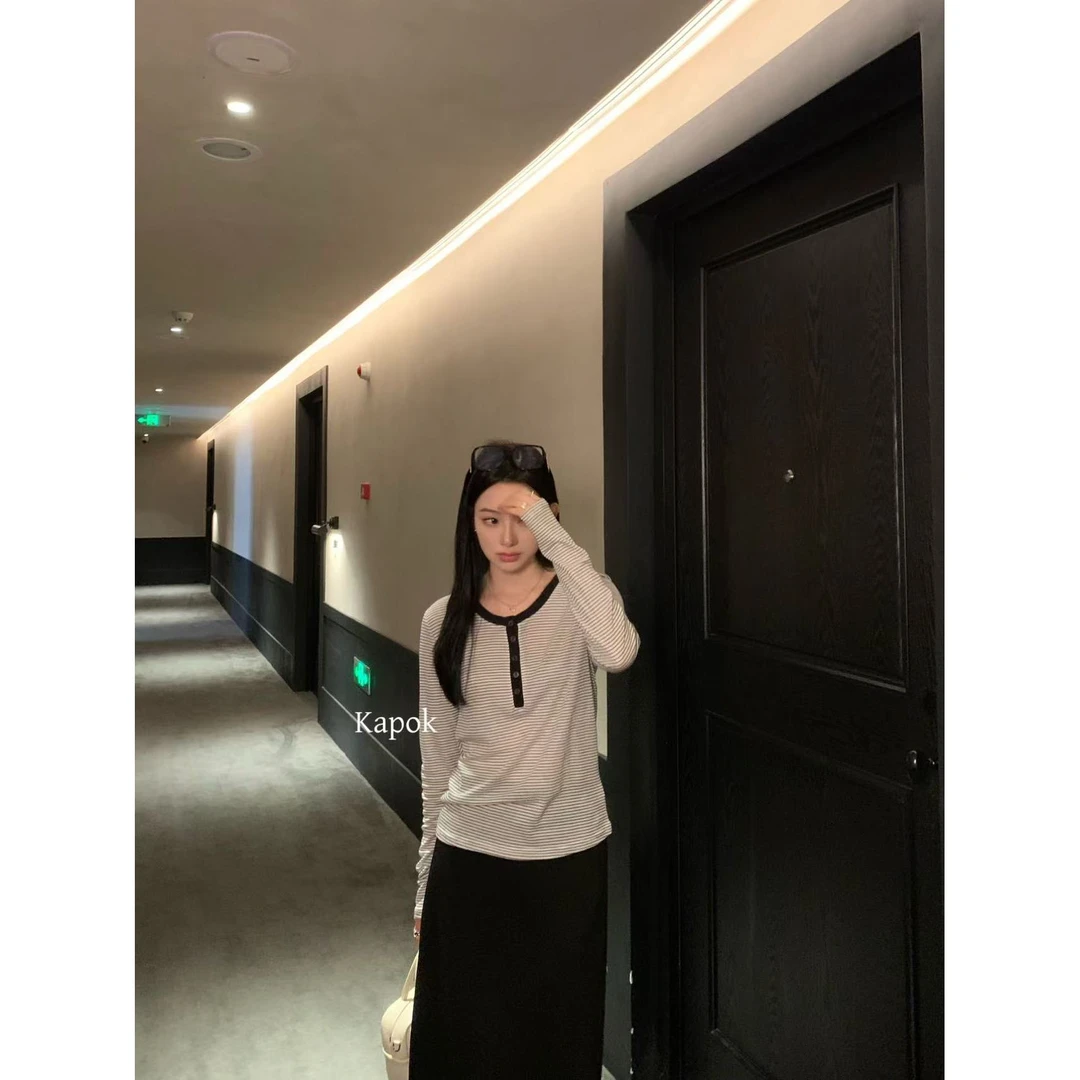 J-25552#条纹控必入!超温柔舒适条纹长袖T恤(福利)