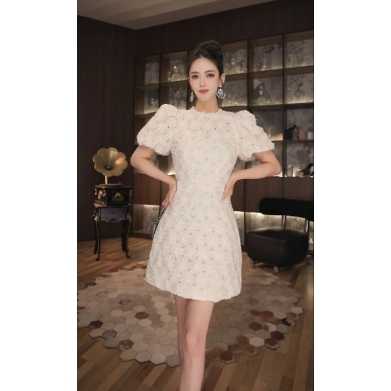 七爷定制 国内设计师品牌 显瘦气质重工连衣裙 21674