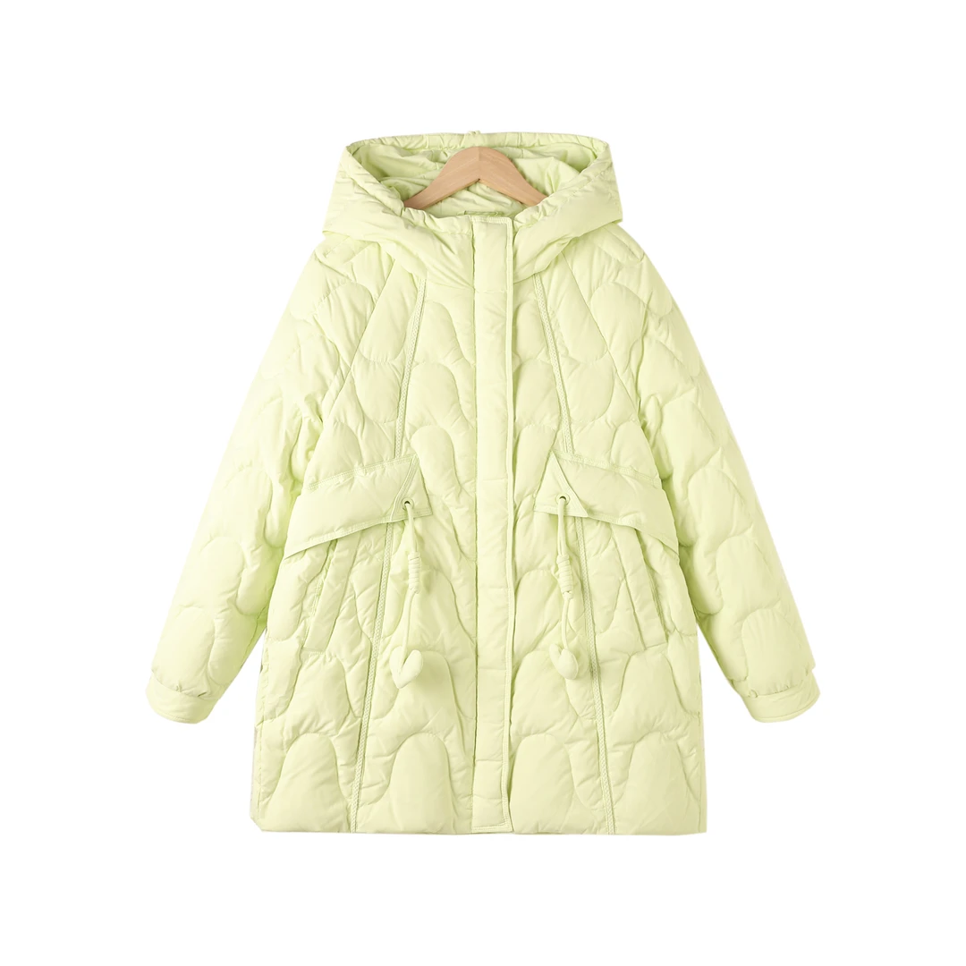 706AE-百搭纯色直筒连帽长袖短款羽绒服