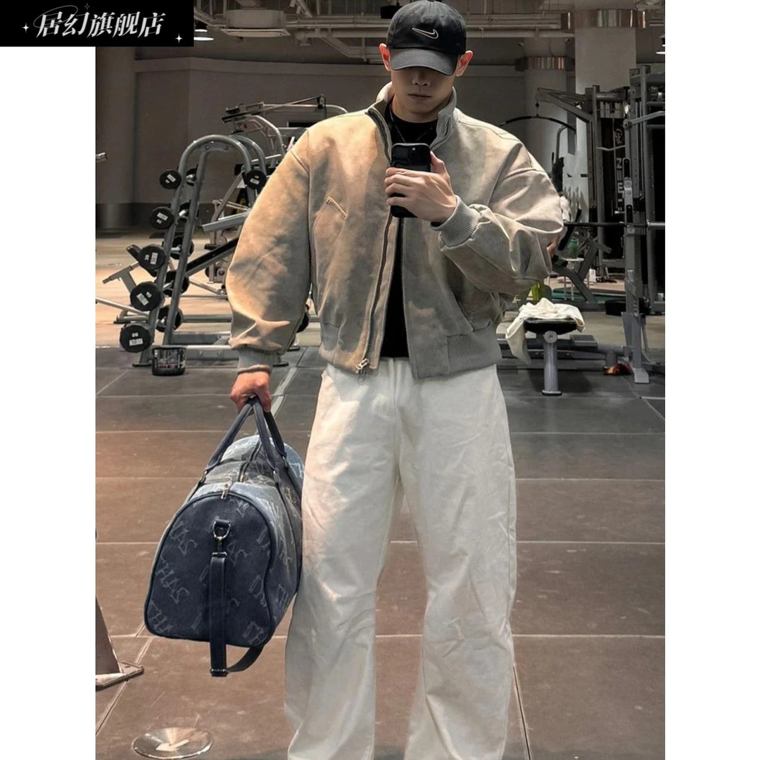 居幻2025新款PU男女同款短宽版夹克外套复古美式ins港风痞帅保暖