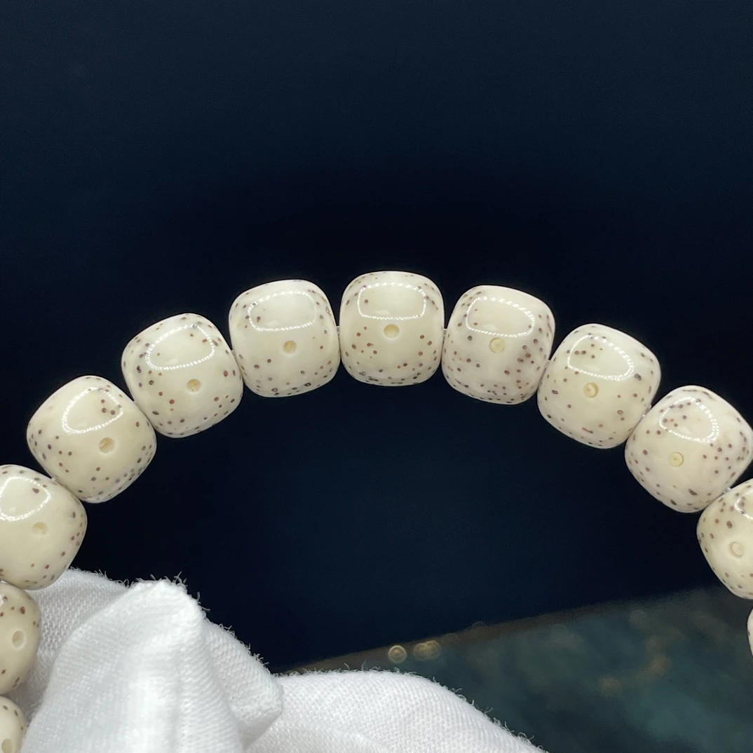懿缘SS双金款10+石玉料骨瓷白通体一物一图高端星月菩提文玩珠串