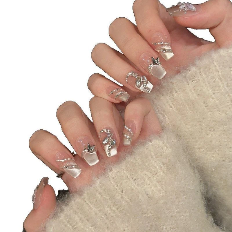 【蝶春蛇】纯手工贴片穿戴甲高品爆款猫眼高级绵密美甲蝴蝶