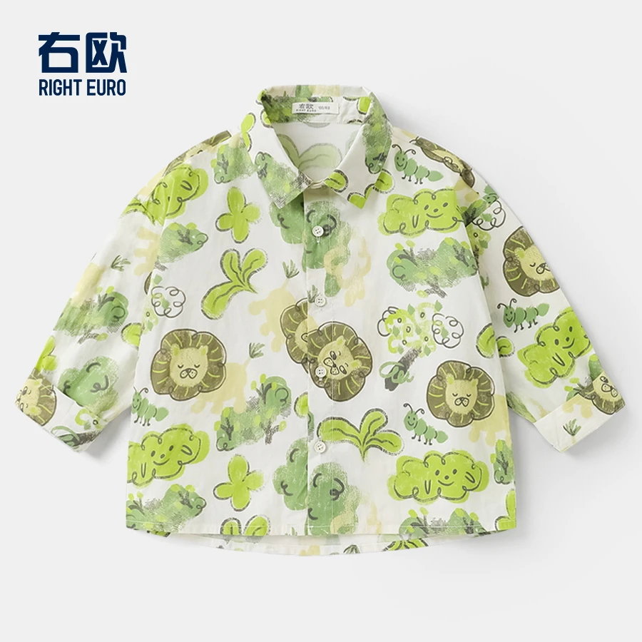 【25年春季新款】男童山系满印长袖衬衫春装新品童装上衣潮U15871