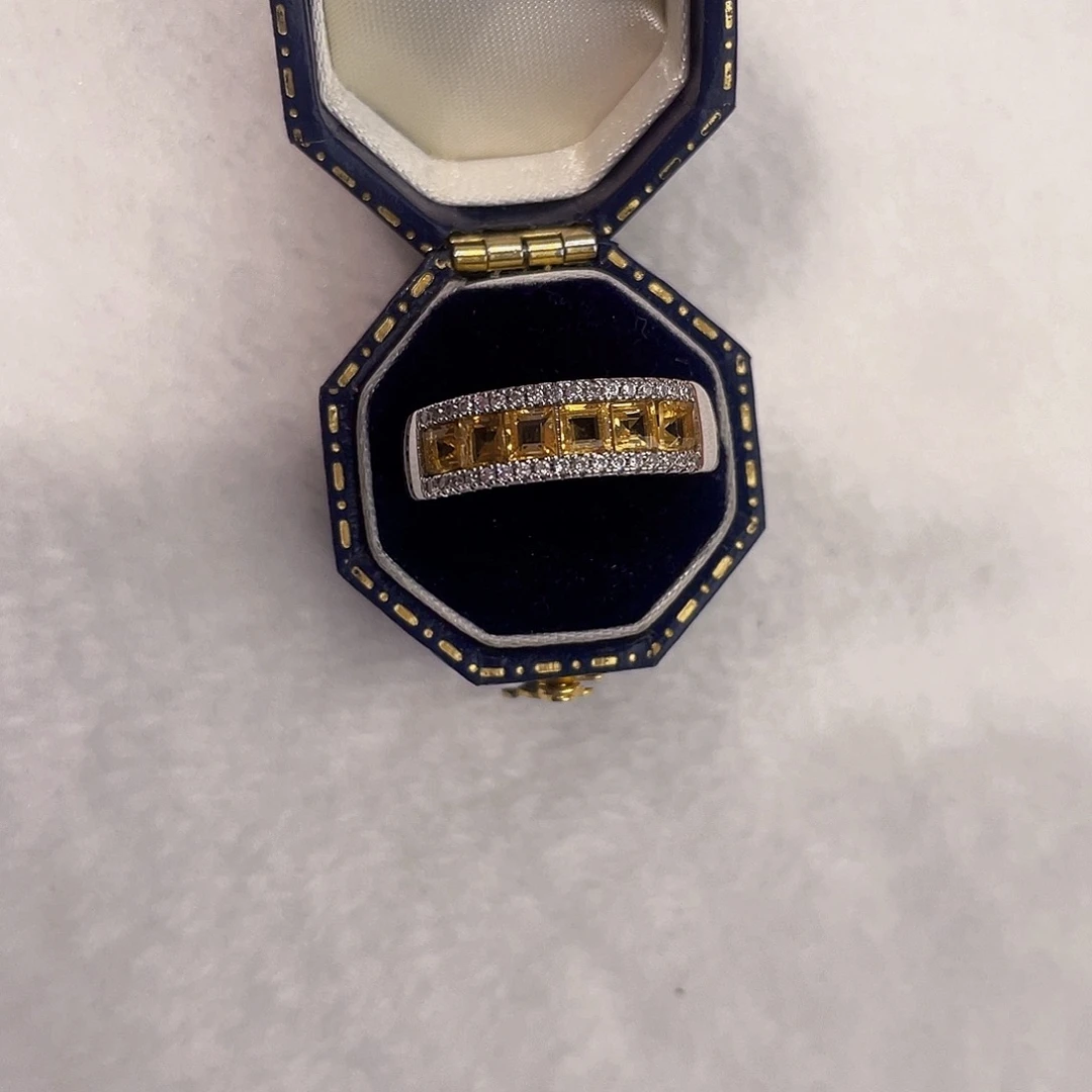 戒指银S925镶嵌黄晶设计款戒指