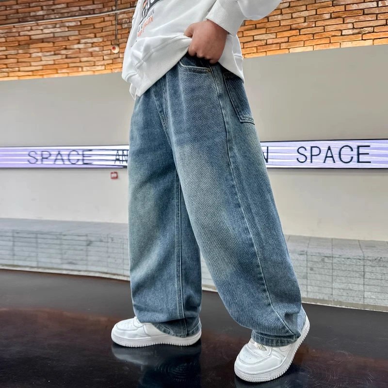 男童直筒牛仔裤春秋款2025新款秋季儿童装休闲阔腿裤子大男孩春装