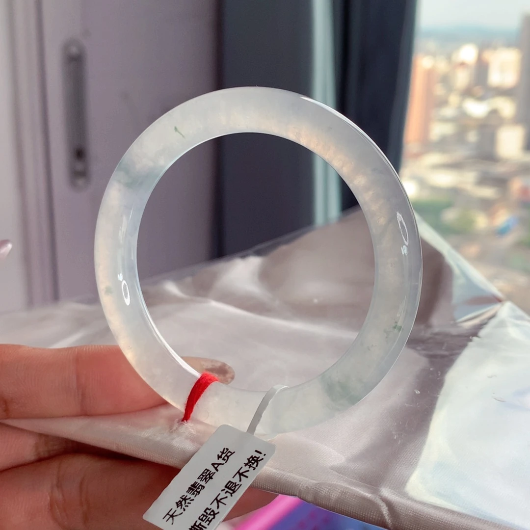 未镶嵌手镯（圆镯）翡翠54.2莫西沙冰透荧光棒 小柒推荐