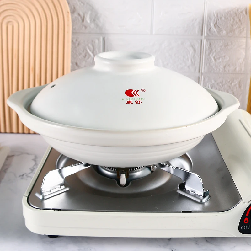 康舒白色干烧锅浅锅啫啫煲仔饭炒菜炖煮焖锅耐高温明火大容量沙锅