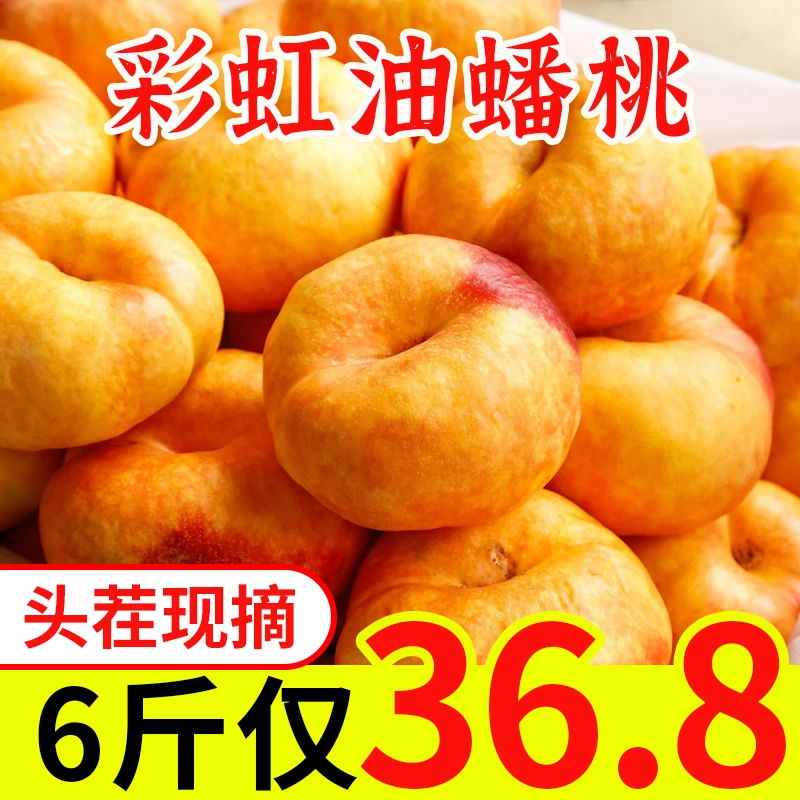 正宗彩虹油蟠桃带箱2-6斤新鲜桃子脆桃现摘水果扁桃黄金油桃包邮