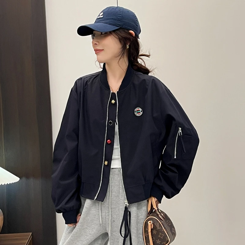秀秀家棒球服短外套女2025新款时尚休闲显瘦小个子飞行员夹克春季
