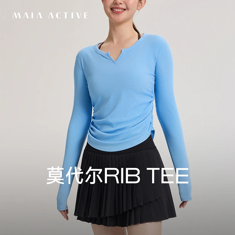 莫代尔RIB TEE训练长袖运动流光风休闲健身外穿t恤53TL29 MAIA