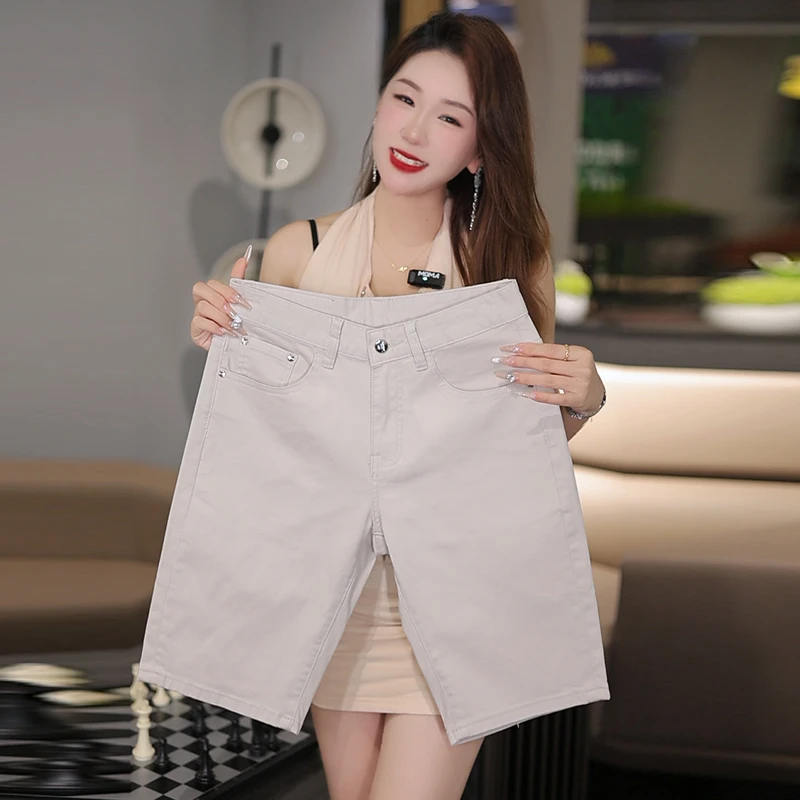 高端欧货棉五分牛仔短裤男士夏天薄款直筒休闲中裤韩版短裤子潮流