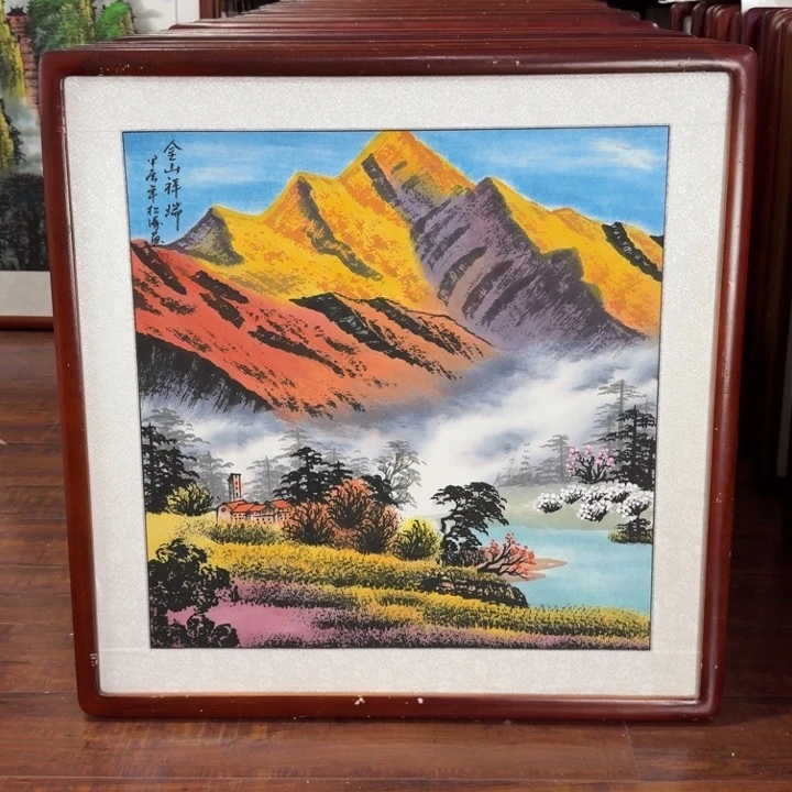 国画手绘带框63/63厘米