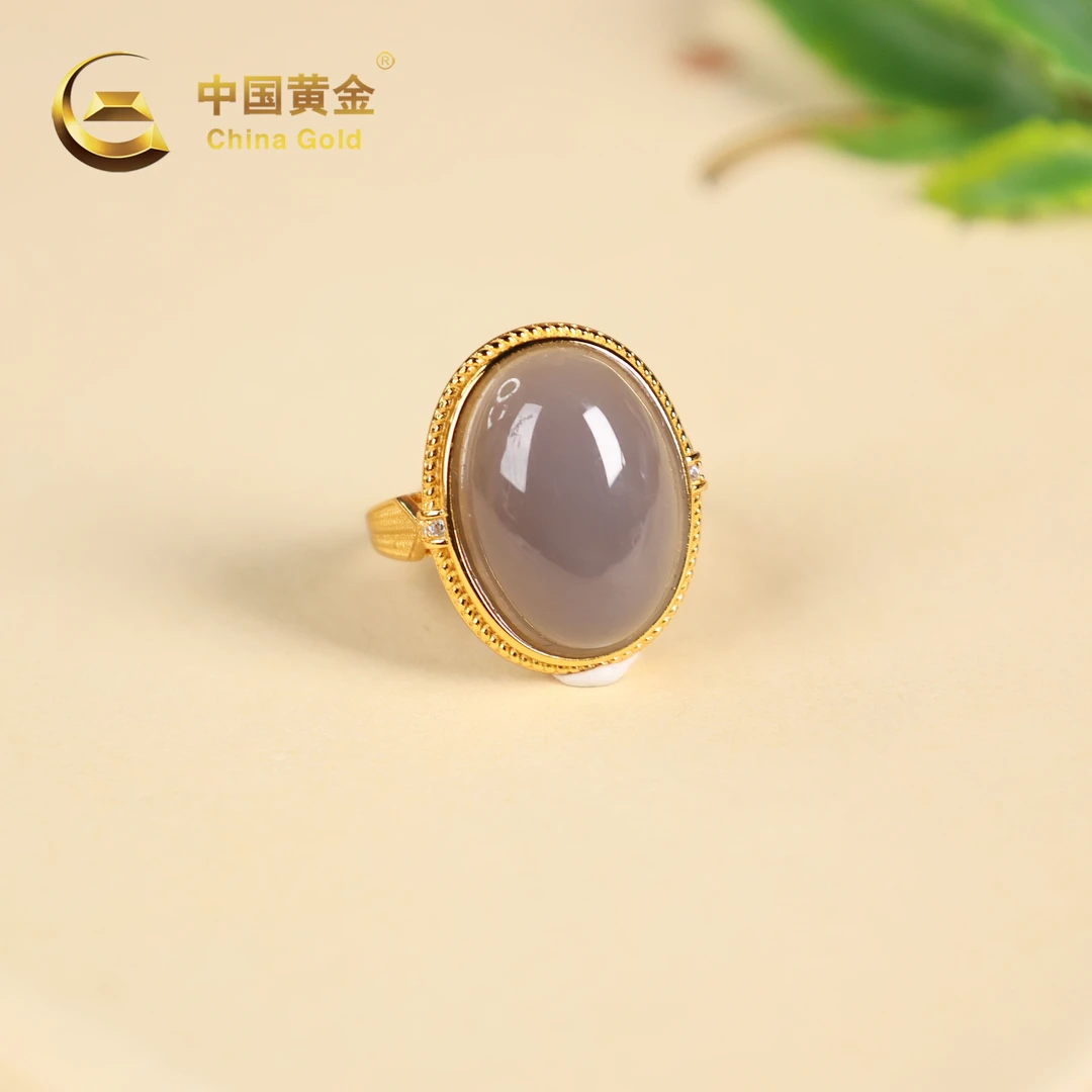 【中国黄金】和田玉*戒指*S925银镶嵌-J1183-格