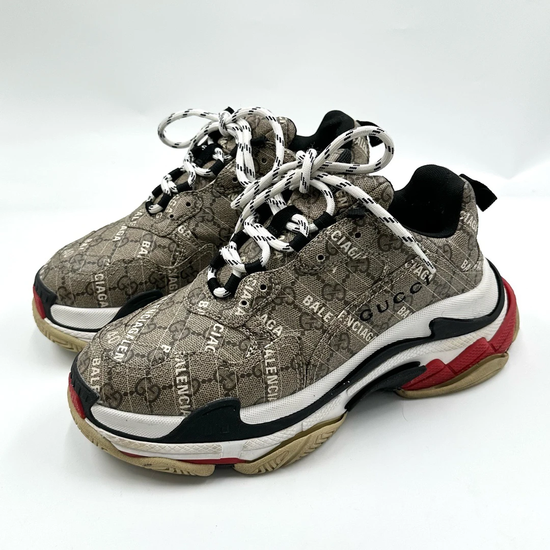Balenciaga/巴黎世家/40码/联名古驰棕色老爹鞋/95新/瑕疵/06238