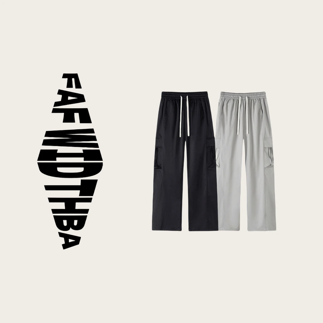 K3279 美式工装多口袋休闲裤男宽松阔腿直筒休闲裤