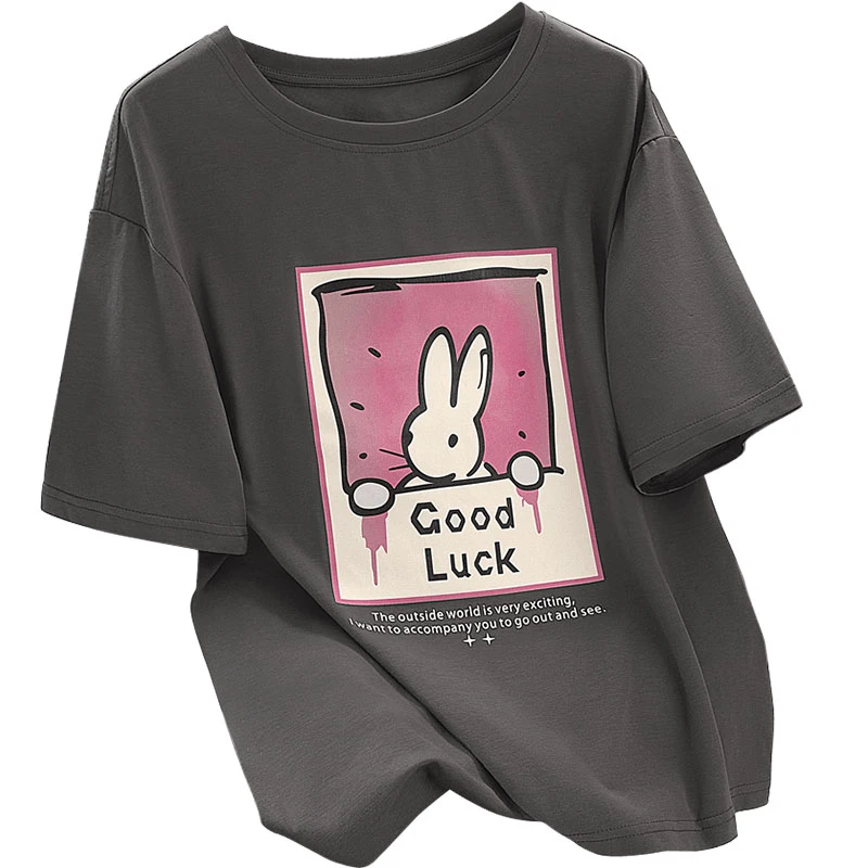 丝柏舍2025夏装新款女装圆领宽松休闲设计感印花减龄T恤S42X5523T